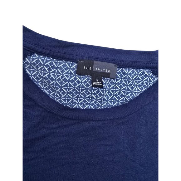 The Limited Womens Navy & Patterned Short Sleeve High-Low Hem Top Size S - Picture 3 of 5